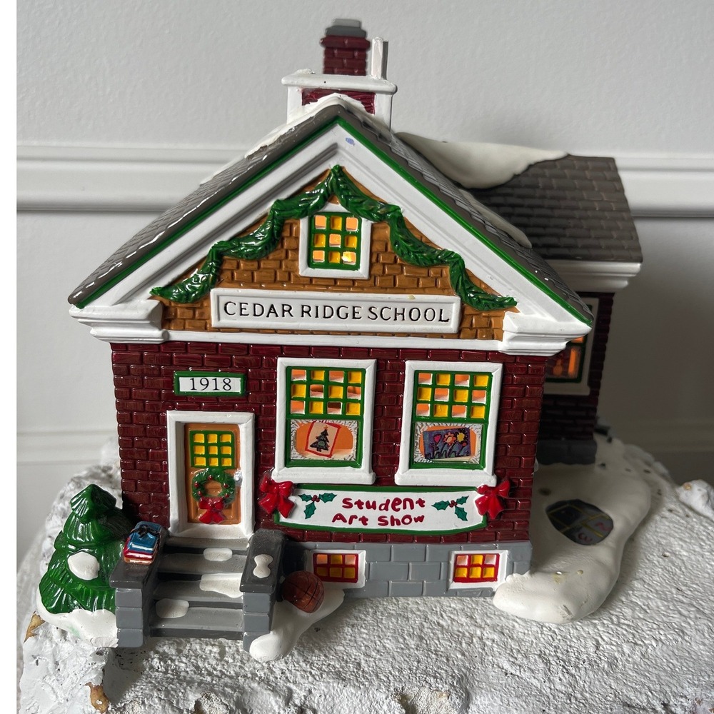 Department 56 Snow Village CEDAR RIDGE SCHOOL unboxed imperfect